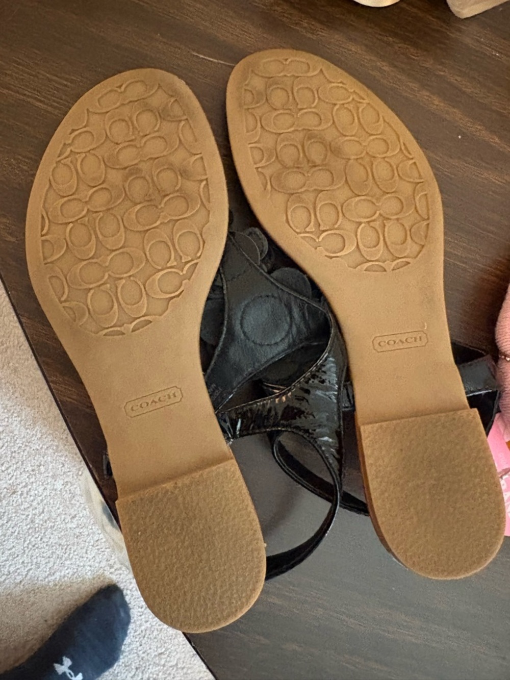 Barely used Coach Black Floral Women's Sandals - Picture 2 of 2